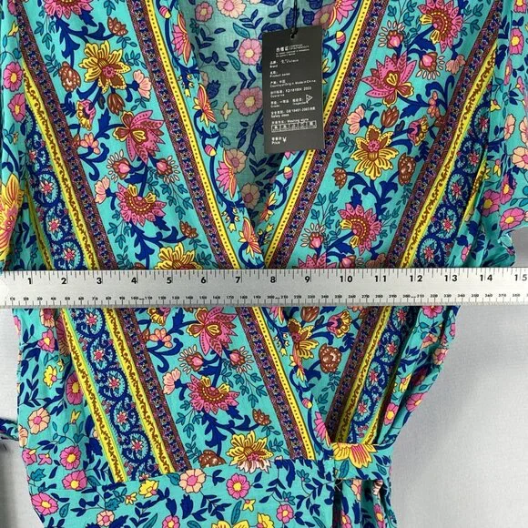 R Vivimos Sarong Boho Print Dress with waist ties, size 6 - Picture 5 of 7